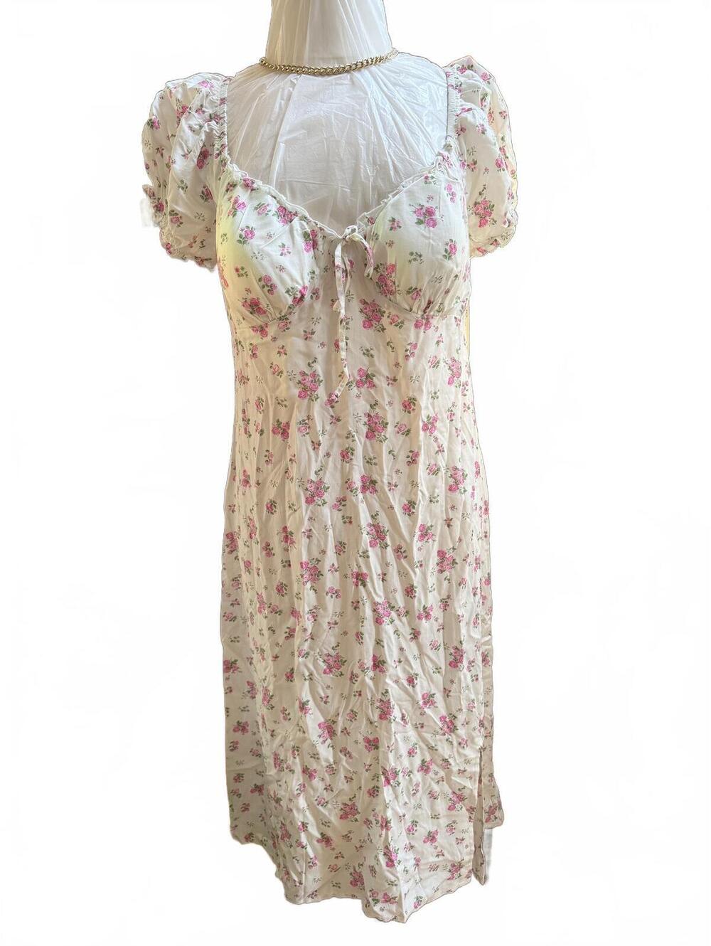 No Boundaries Floral Puff Sleeve Midi Dress XL